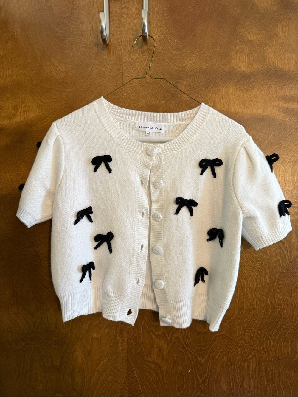 Threaded Leaf Cream Knit Sweater